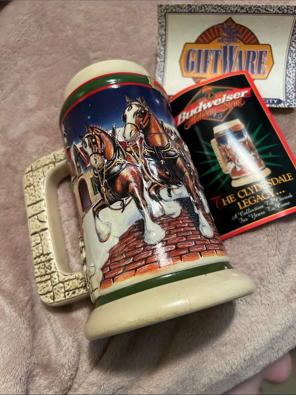 Budweiser Ceramic Clydesdale Horses Stein 1998 Collectable Mug